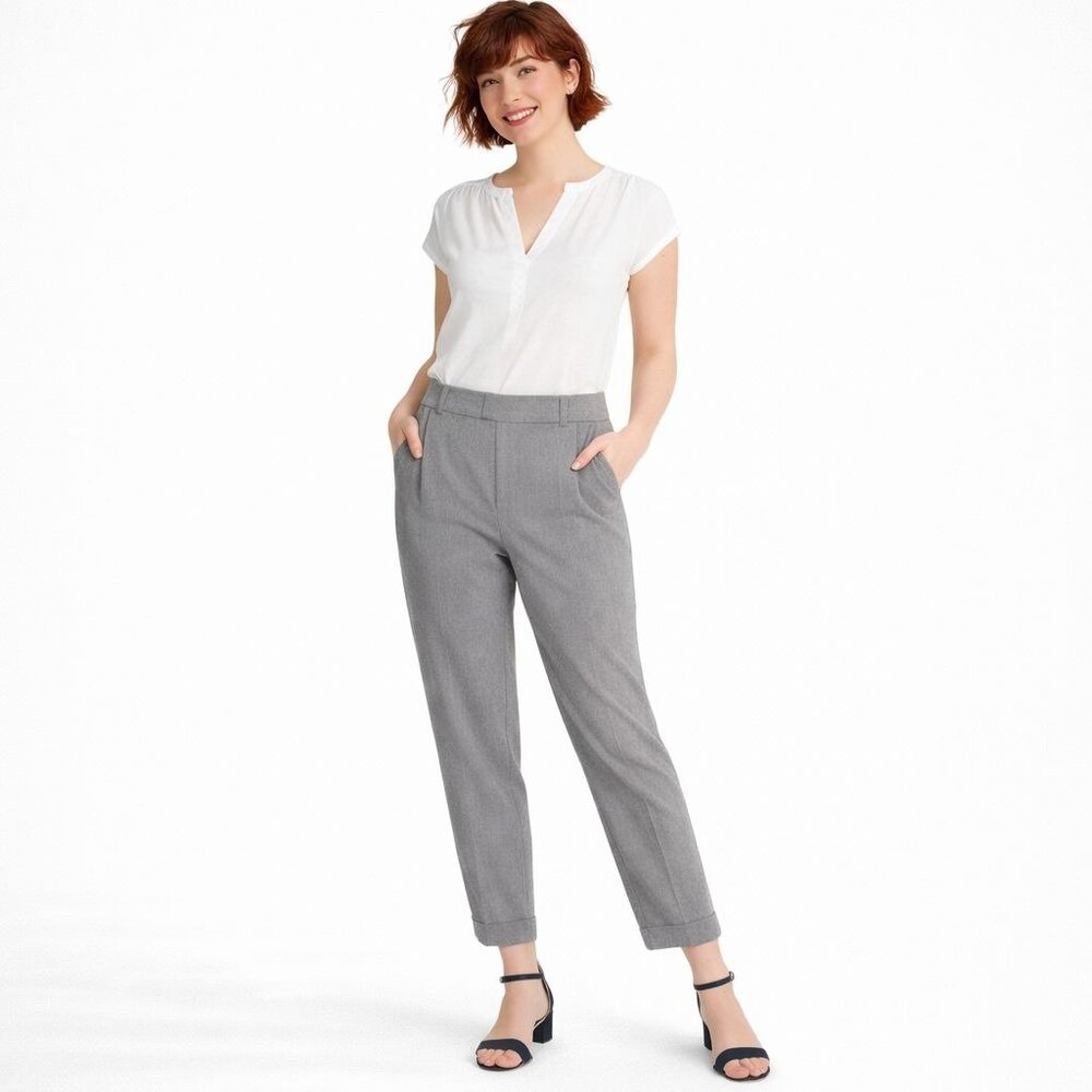 ZARA Medium Trafaluc Gray Trousers Womens Polyester Blend Slim Fit